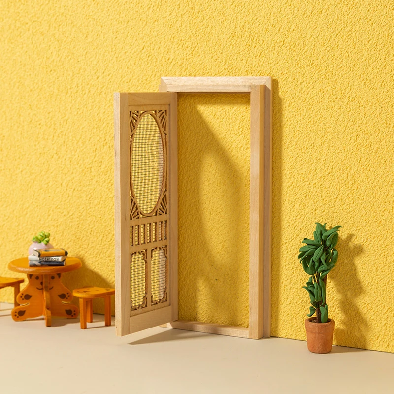 

1: 12 Dollhouse home furnishings Mini doors and windows plain hollow screen door