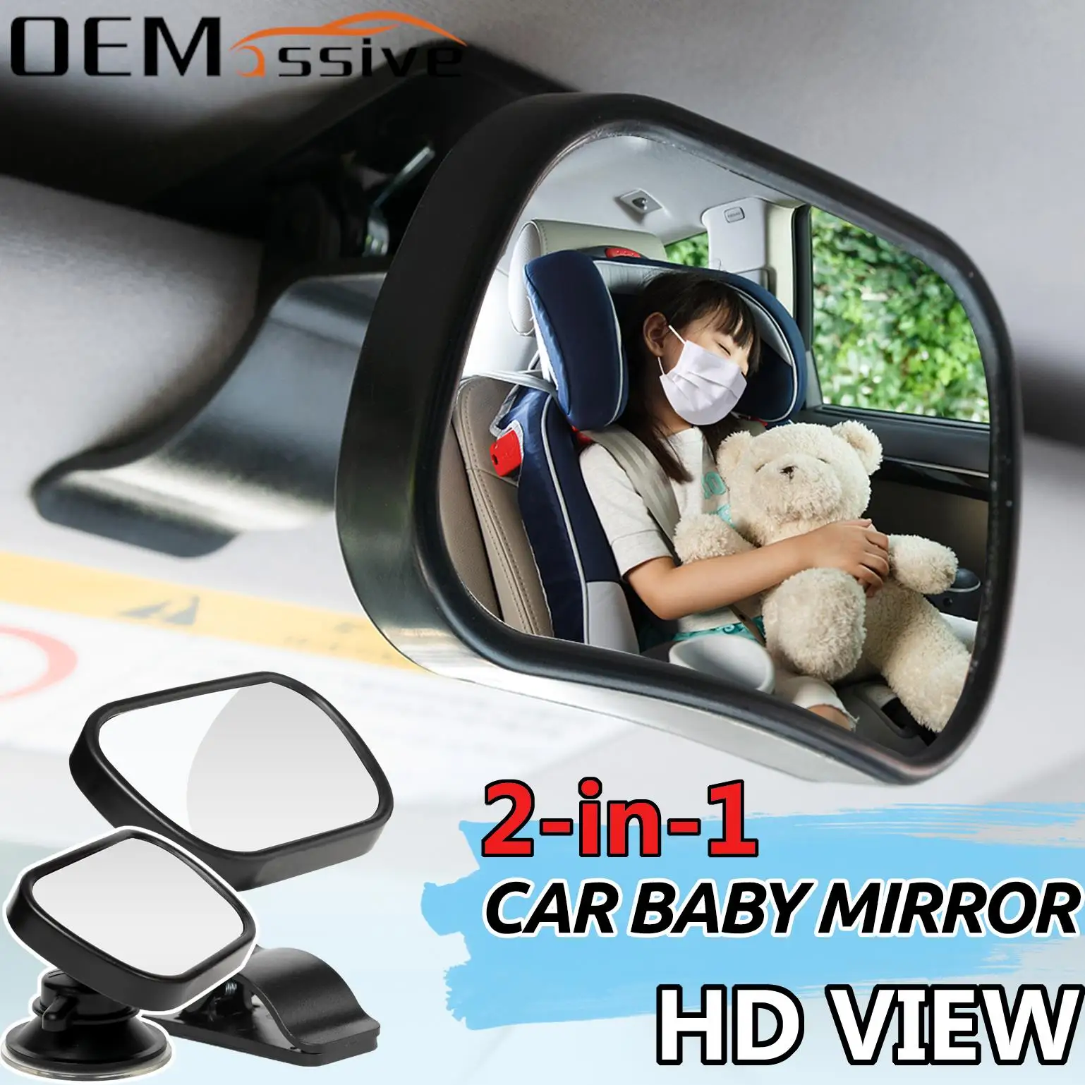 

2in1 Car Baby Back Seat View Mirror Child Infant Toddler Blind Spot Ward Rearview Convex Safety Backseat Panoramic Kids Mirrors