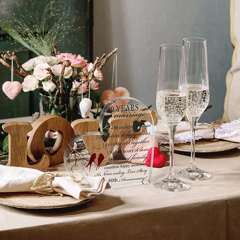 

Золотистый Свадебный Хрустальный налет с принтом на годовщину, акриловое украшение в форме сердца, Свадебный налет для знаков, Свадебный на...