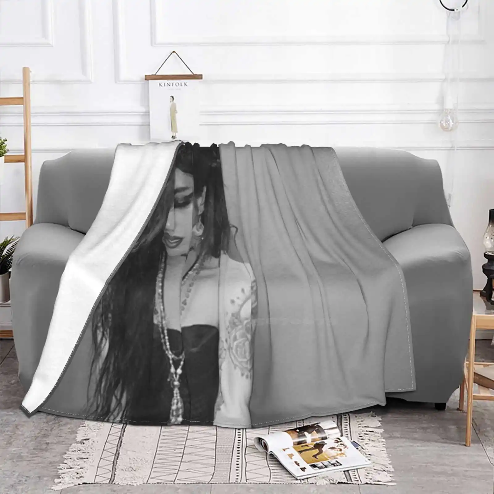 Adore Delano B&ampW Новое продаваемое фланелевое мягкое одеяло с индивидуальным принтом