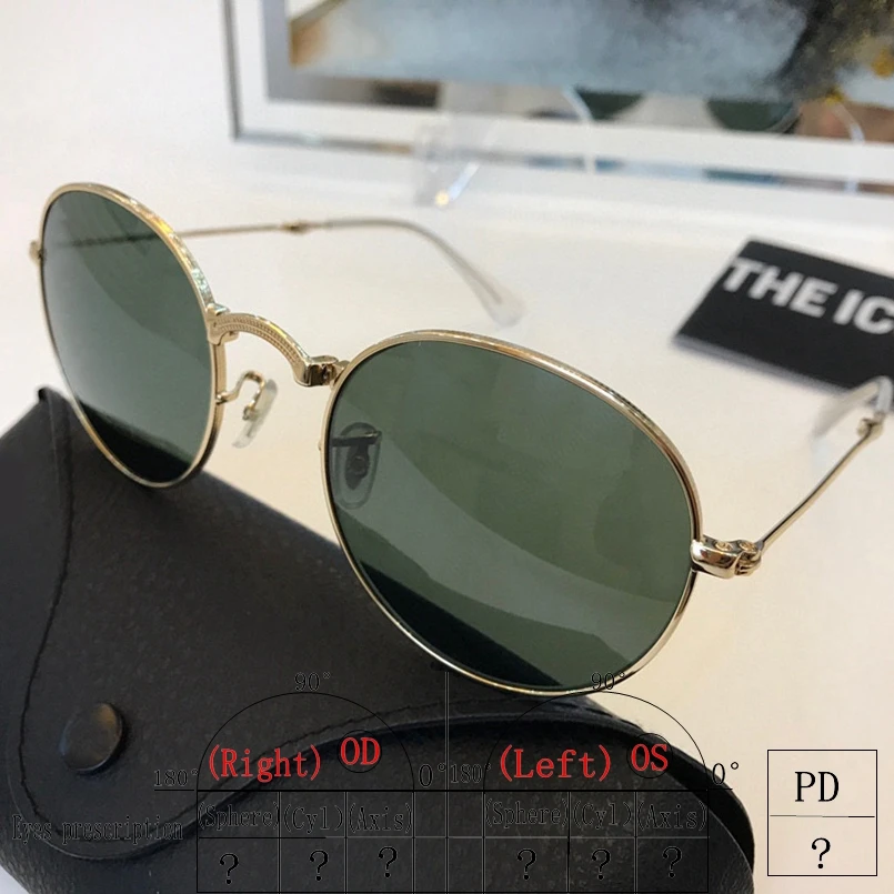 

Retro Style Metal Round small Frame Men's Glasses 3532 High Quality prescription Women's Sunglasses Glass lenses Blue Pink
