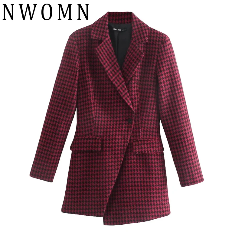 

NWOMN Red Plaid Female Short Jumpsuit One Piece for Women Blazer Elegant Woman Jumpsuits Long Sleeve Bodysuit Casual Playsuit
