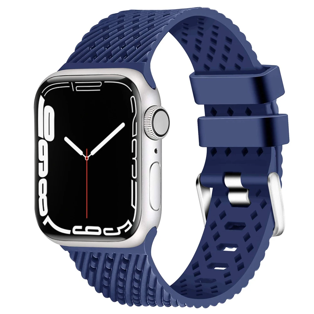 

Silicone Strap For Apple watch band 44mm 40mm 42mm 38mm 3D Texture breathable bracelet correa iwatch series 6 5 4 SE 7 45mm 41mm