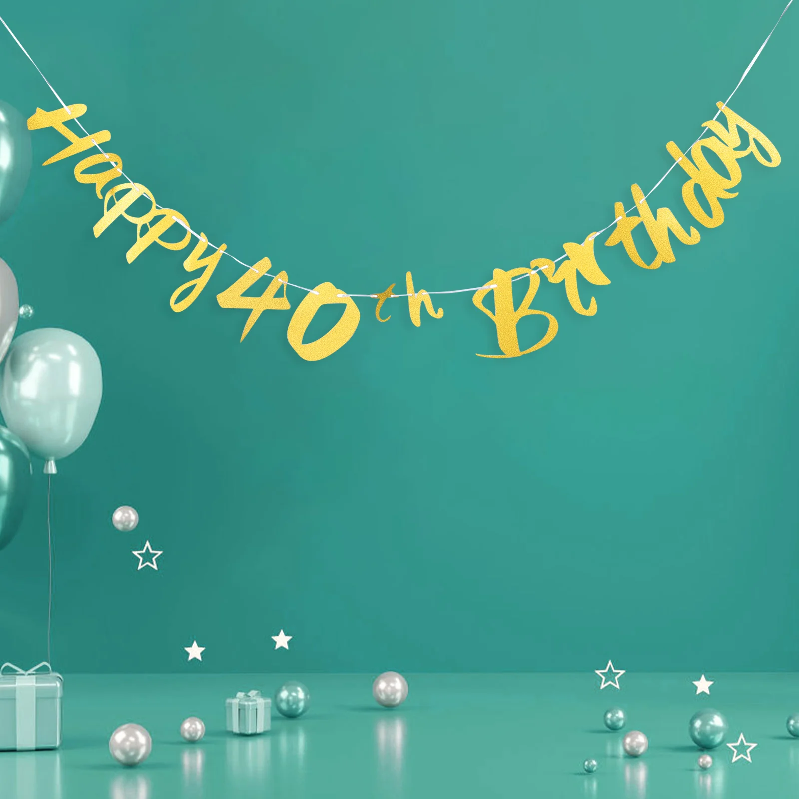 

Birthday Banner 40Th Decorations Party Anniversary Happy Garland Bunting Years Supplies Glitter Fireplace Golden Signcheers Gold