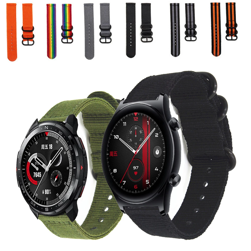 22mm Smart Watch Strap For Honor Watch GS Pro Nylon Canvas Sport Replacement Band For Honor GS 3/Magic 2 46mm/Huawei GT Bracelet