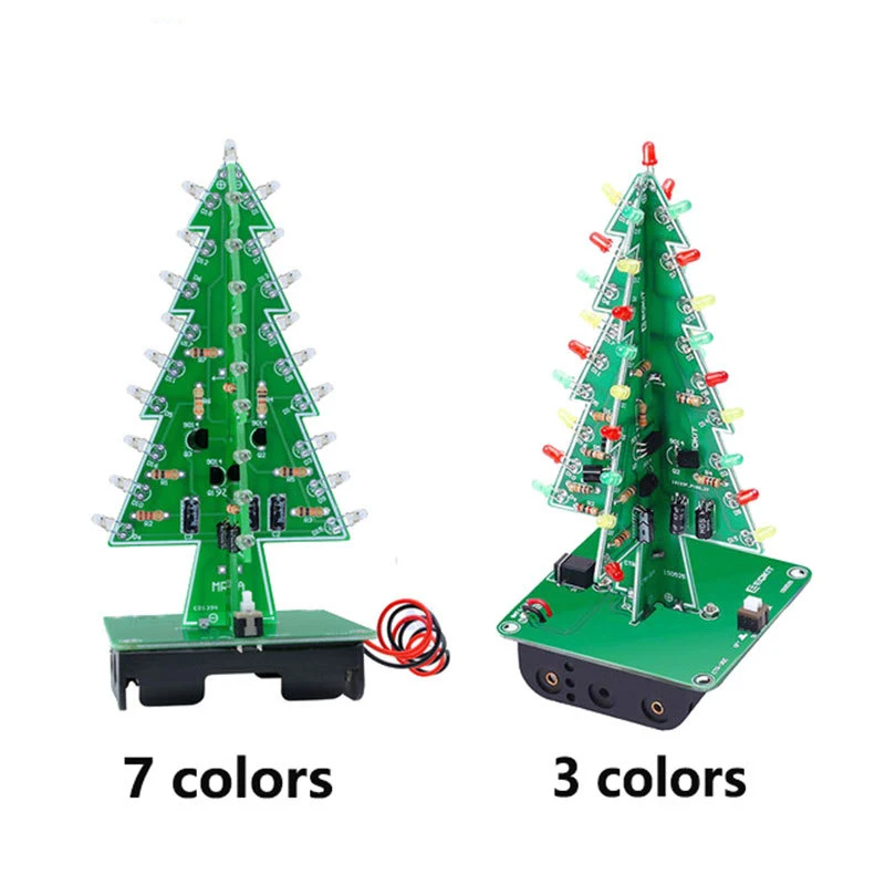 

Three-Dimensional 3D Christmas Tree LED DIY Kit LED Flash Circuit Kit Electronic Fun Suite Red/Green/Yellow