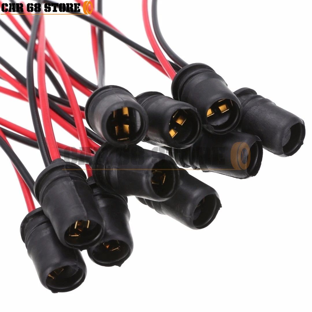 

Universal 10pcs 12V Rubber T10 W5W Car Auto Light Bulb Round Socket Lamp Holder Base Connector Replace Accessories