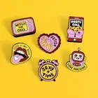 Часы с желтой эмалью, булавкой, ТВ, робот, губы, стык, искусственная джинсовая рубашка, сумка, модные ювелирные изделия, подарок, Прямая поставка