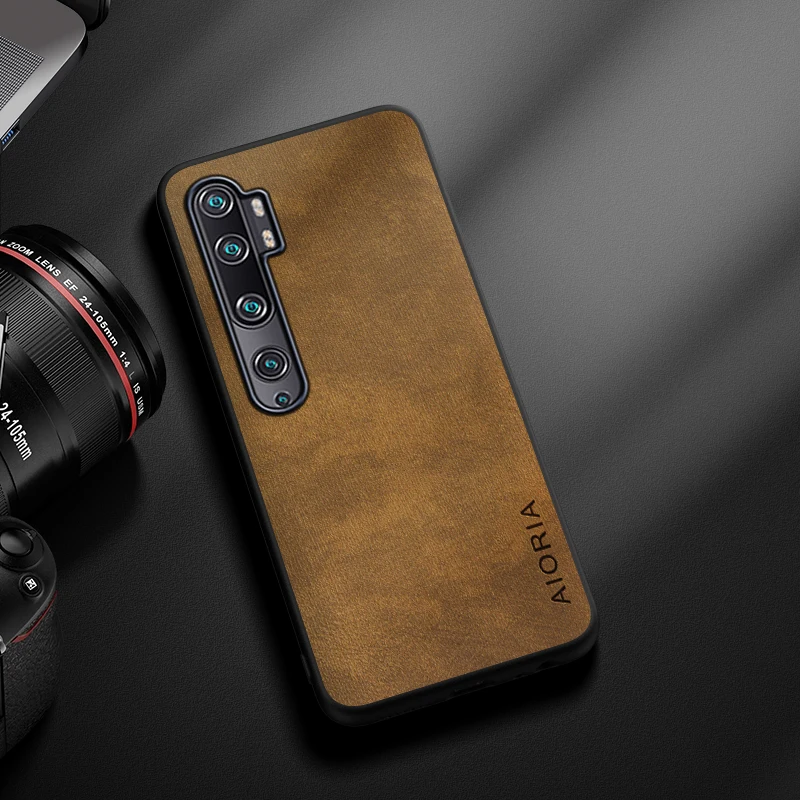 Чехол для Xiaomi Mi Note 10 Lite простой легкий прочный кожаный чехол с текстурой под