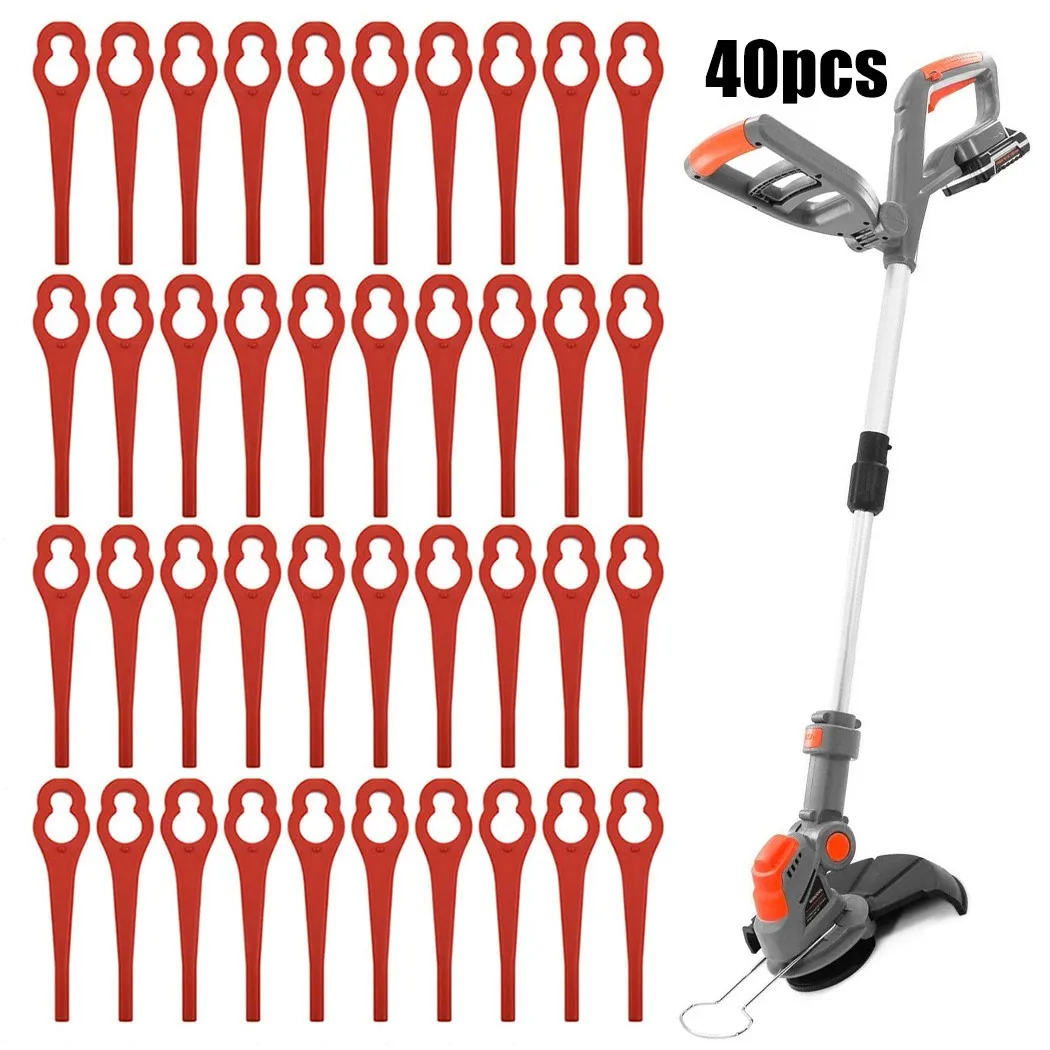 

40pcs Grass Trimmer Plastic Blades For Terratek TTCGT18 TTCGT18-3 GGCGT18 Cordless Strimmer Lawn Mower Blades Home Garden Access