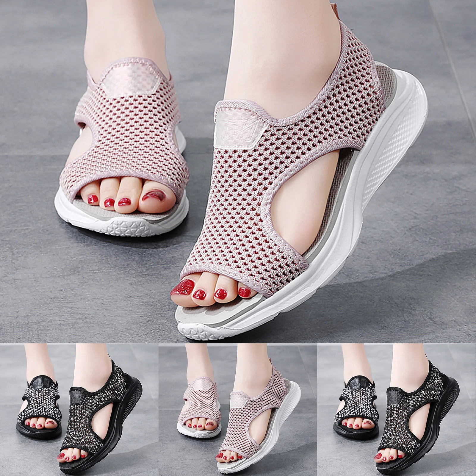 

Сандалии женские сетчатые без застежки, Повседневные Дышащие Босоножки с открытым носком, пляжная обувь, лето