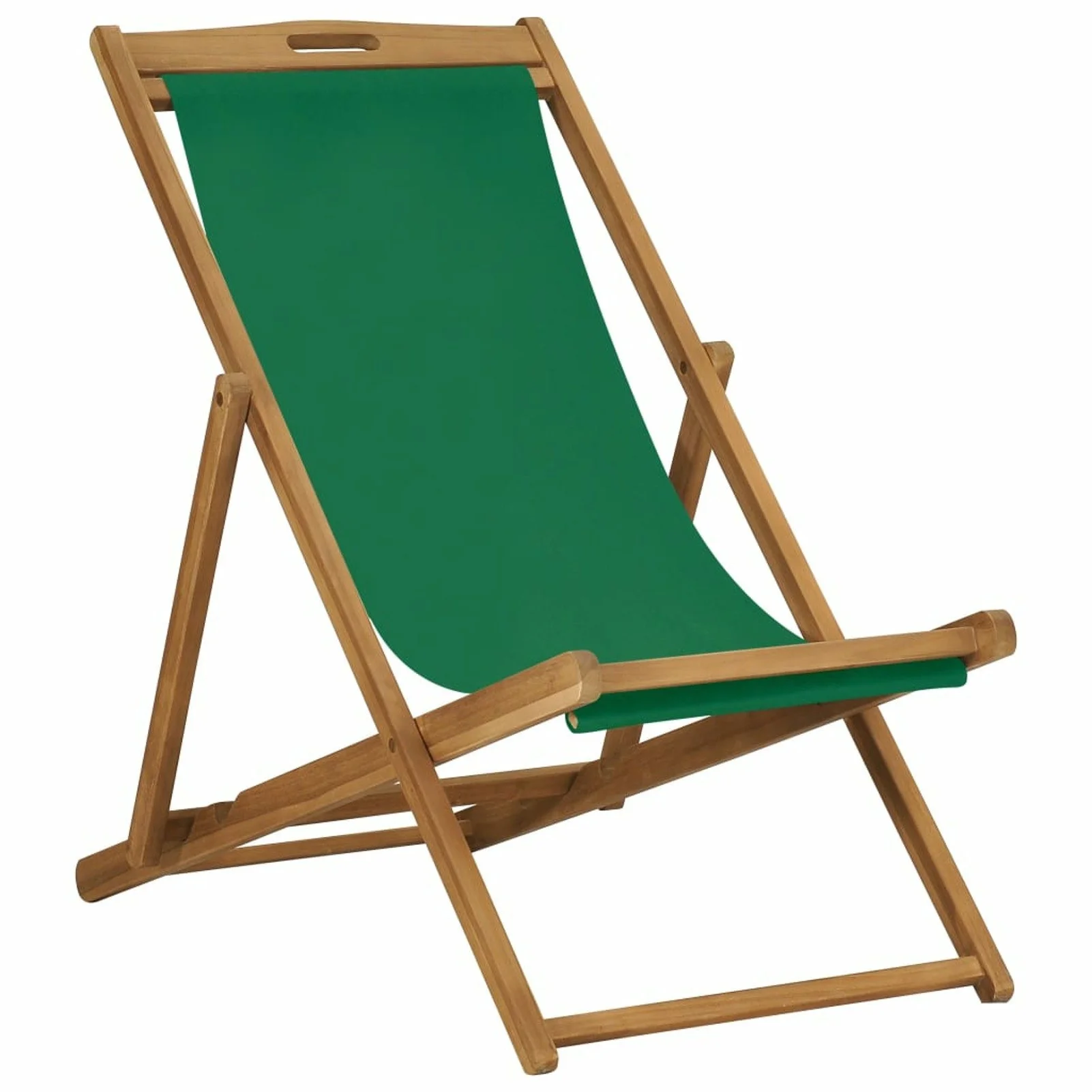 

Folding Beach Chair Solid Teak Wood Green
