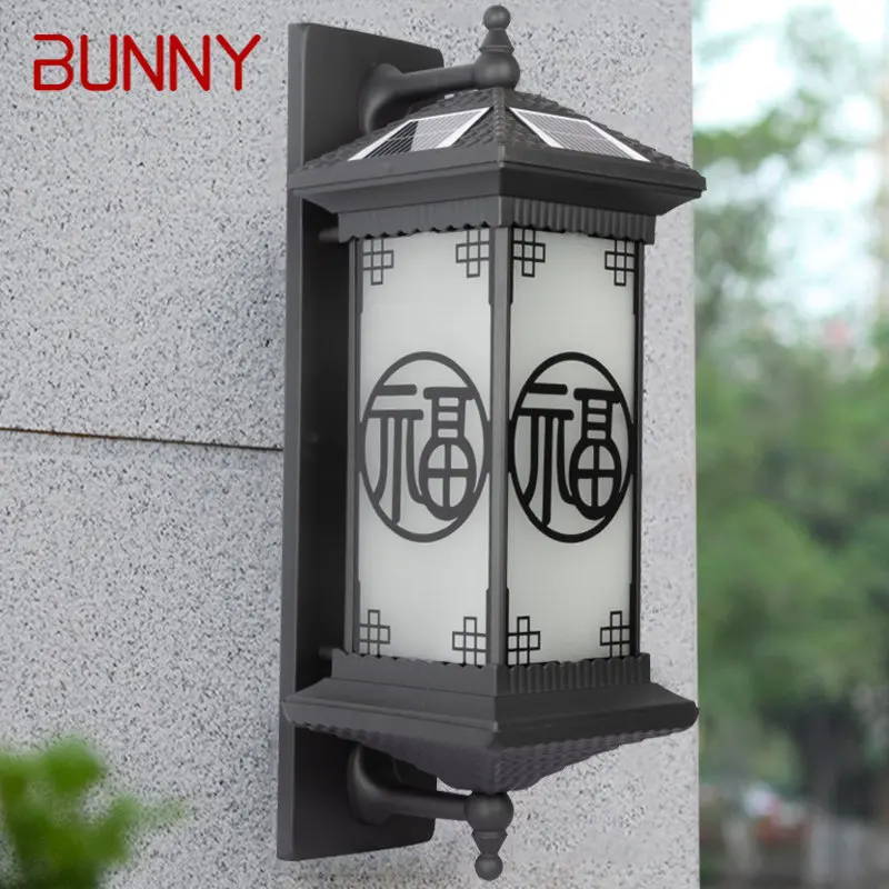 

Настенная уличная лампа «кролик» на солнечной батарее, черное креативное бра, водонепроницаемый светильник для дома, виллы, балкона, двора, IP65
