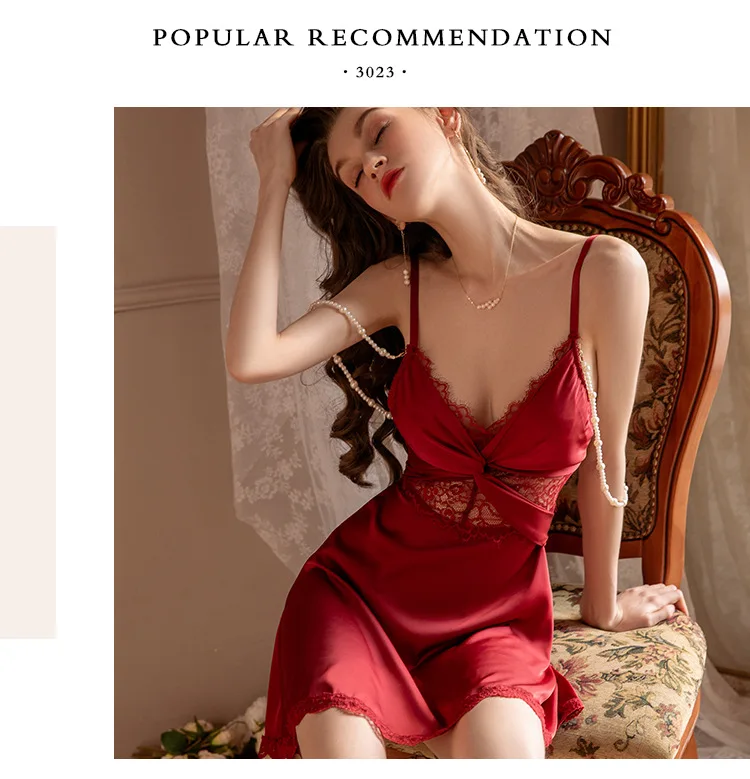 Ladies Homewear Sexy Nightdress Large Size Pajamas Women's Pearl Strap Satin Couple Suit Pajamas