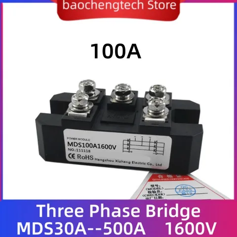 Трехфазный выпрямительный модуль MDS60, 30 А, 75 а, 90 А, 1600 А, а, а, внешний выпрямительный модуль постоянного/переменного тока 50 А, В, 3-фазный диодный мост, выпрямительный модуль