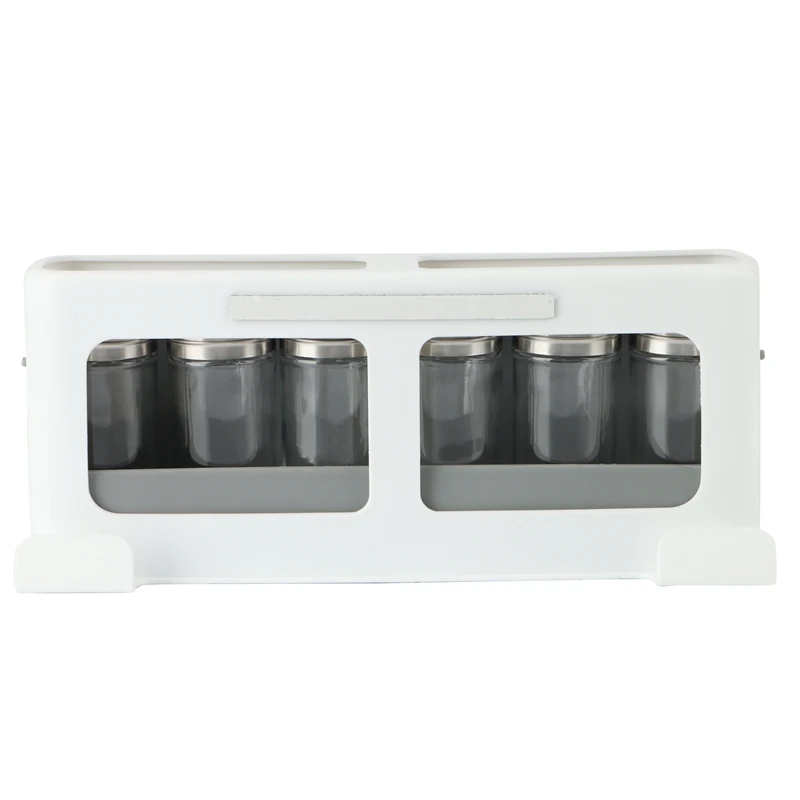 

Kitchen Spice Bottle Storage Rack Under-Shelf Spice Holder With 6 Seasoning Bottles Kitchen Accessories