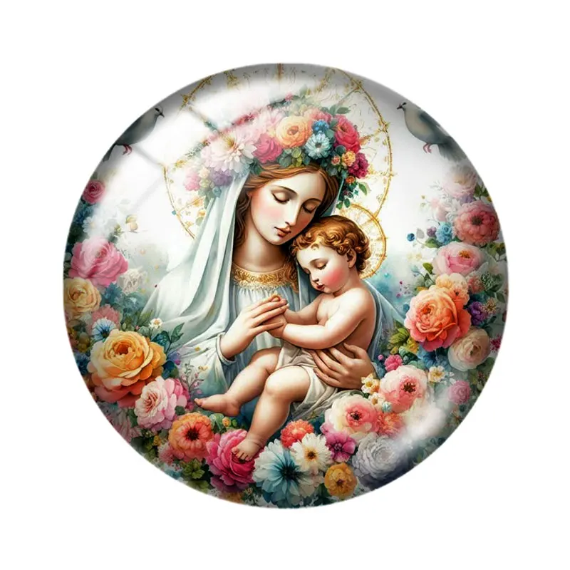 Фото Акварель Рождественская сцена Clipart 12 мм/18 мм/20 мм/25 мм Круглый фотостекло кабошон демонстрационная плоская задняя часть Изготовление выводов №4