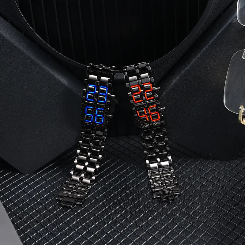 Модные Черные Цифровые Наручные Часы Из Нержавеющей Стали Мужские Спортивные