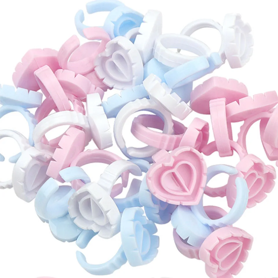 

Wholesale 100Pcs Disposable Eyelash Glue Fan Cup Rings Holder Container Tattoo Pigment Eyelash Extension Tools Lash Supplies