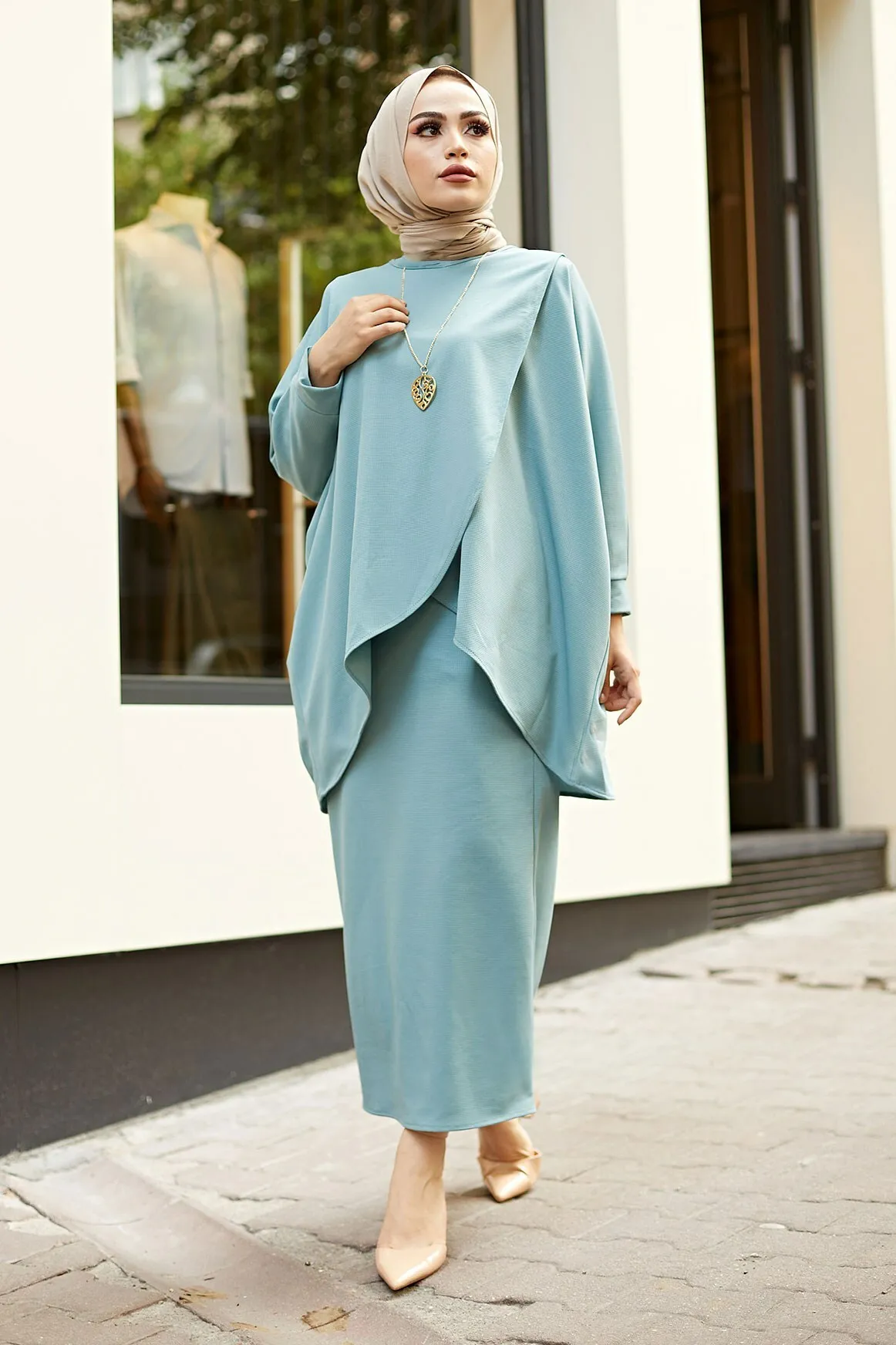 Юбка Tunik двойной костюм комбин комплект мусульманское модное мусульманское платье хиджаб платье мусульманские ustleri женский костюм