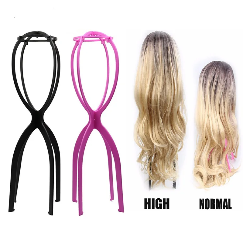 

50cm Black/Pink/White Color Ajustable High Wig Stand Plastic Wig Holder Portable Folding For Styling Display women long wig