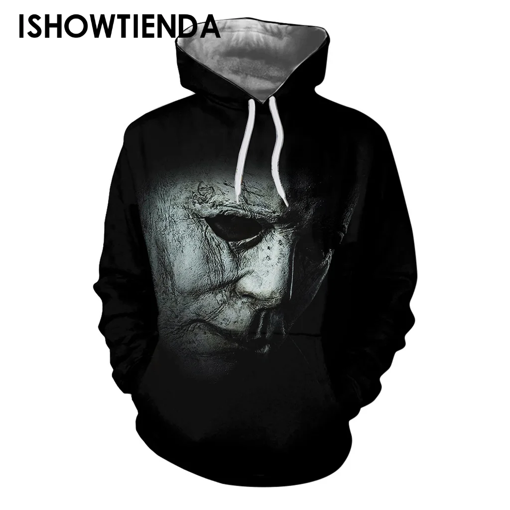 

Толстовка с капюшоном для мужчин и женщин, свитшот с длинным рукавом и страшным 3D-принтом лица, Повседневная Уличная одежда, осенние кофты для мальчиков, пальто на Хэллоуин