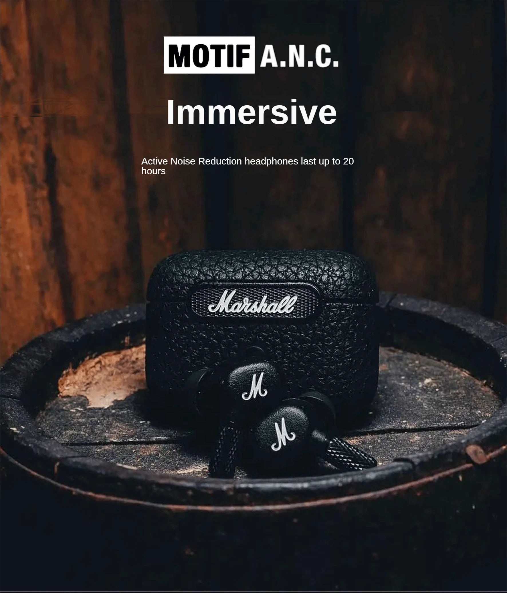 Marshall MOTIF ANC Bluetooth Earphones Active Noise Reduction Headphone True Wireless In-Ear IPX5 Waterproof Running 5.2 Headset - купить по