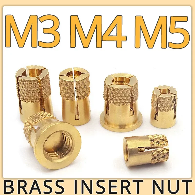 

M3 M5 Brass Nut Knurled Expansion Cross Recessed Copper Nut Quick Embedded Insertion Slotted Expansive Embedment Nut