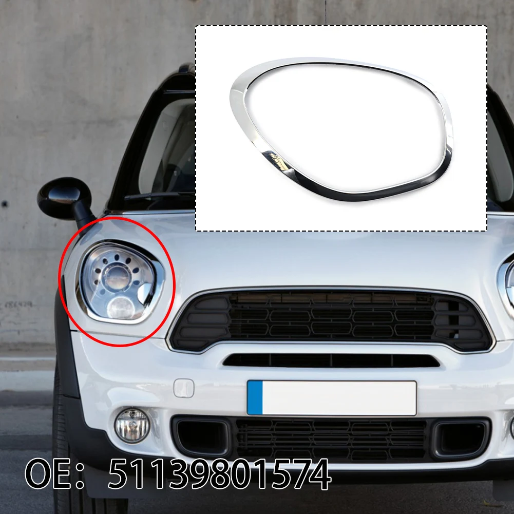 

1pc Car Headlight Frame Bezel Large Light Trim For MINI For Cooper R60 51139801574 Chrome Auto Right Headlamp Frame Ring Trim