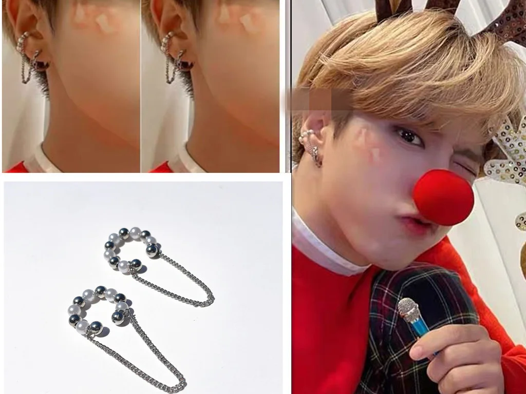 

KPOP Stray Kids The same beaded buckle for men's personalized decorative tassel earrings festival gift