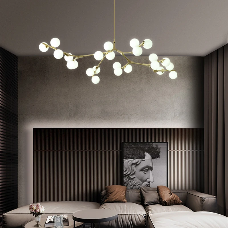 

Nordic White Glass G4 Led Chandelier Living Room Minimalism Branch Chandelier Lighting Gold Black Metal Led Lighting Fixtures