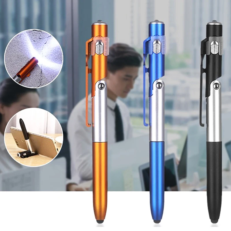 Ballpoint Pen with LED Light Multifunction Folding Stand for Phone Holder Night Reading Stationery Office School Student |