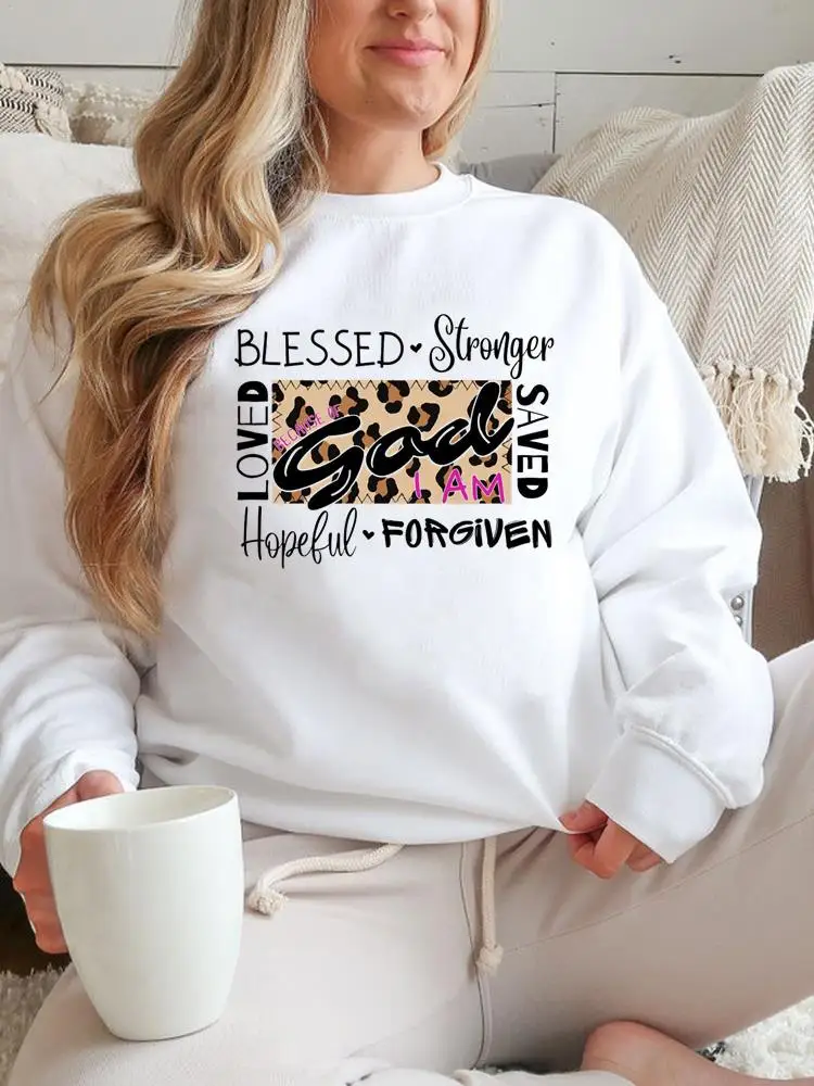 

Graphic Pullovers Autumn Spring Fall Women Female Leopard Faith Trend Letter 90s Casual Clothes Fashion Aesthetic Sweatshirts