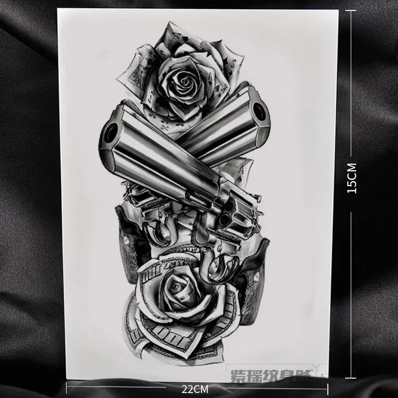 Новинка 2022 сексуальные пистолеты Черные Водонепроницаемые тату-наклейки в стиле