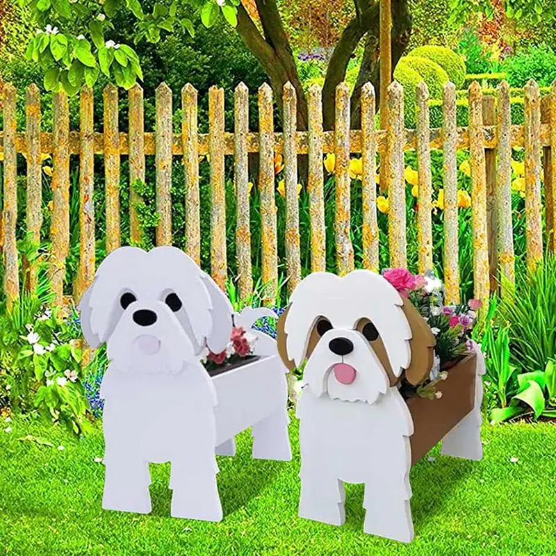 

Cute Animal Shaped Flower Planter PVC Pet Dog Potted Garden Yard Decoration Plant Container Holder For Outdoor Indoor Plants