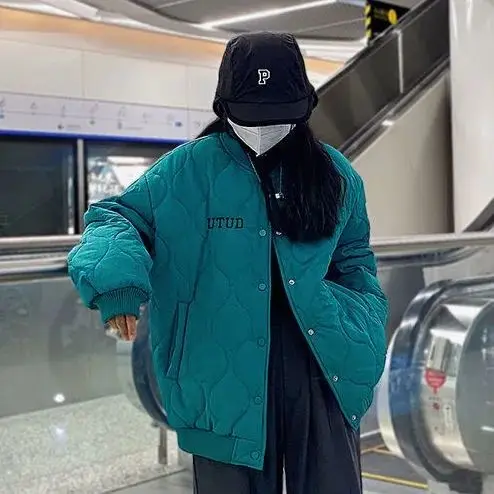 Autumn Winter Thicken Warm Medium Korean Chic Parka Women Casual Sweety Solid Color Big Pocket Loose Hooded Coat Jackets Outwear