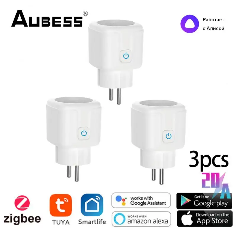 

Aubess Smart Socket EU 20A AC 100-250V Wifi Smart Plug Power Outlet, Alexa Google Home Voice Control, For Tuya Smart Life APP