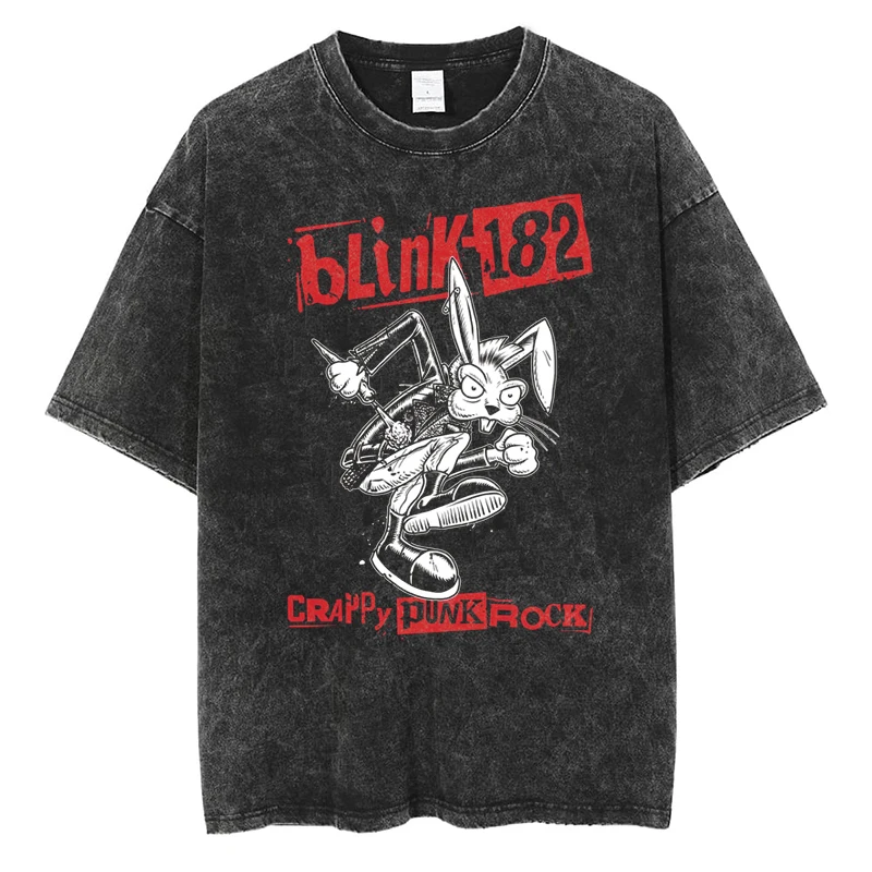 

Blink-182 Crappy Punk Rock Mr Rabbit T-shirts High Quality Cotton Tshirts Vintage Oversized Tees Men Hip Hop Streetwear Tops