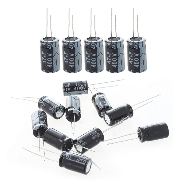 

15 Pcs 400V Low ESR Impedance Electrolytic Capacitor Aluminum Electrolytic Capacitor, 10 Pcs 10UF & 5 Pcs 47UF