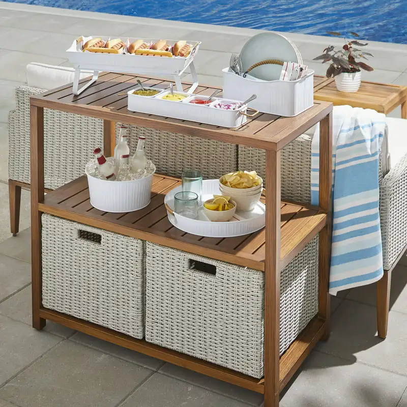 

Gardens Davenport Outdoor Rectangular Steel Console Table, Gray