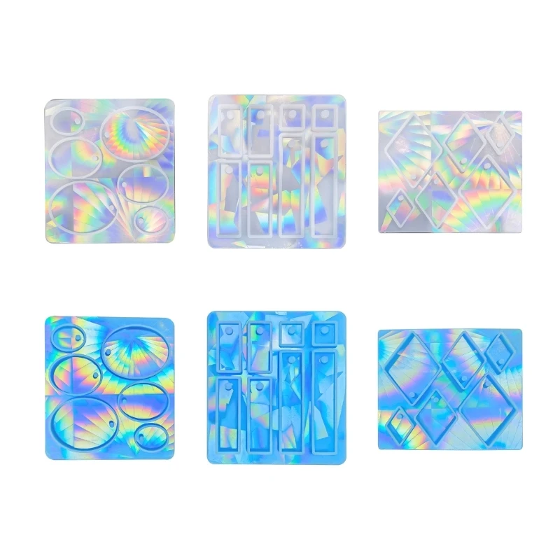 

517F Holographic-Resin Molds Oval Pendant Silicone Mold for Epoxy Casting DIY Rhombus Pendant Decoration Mold Jewelry Tools
