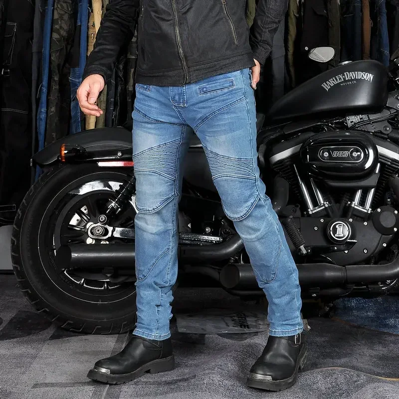 Джинсы мужские мотоциклетные всесезонные модные повседневные брюки со съемной