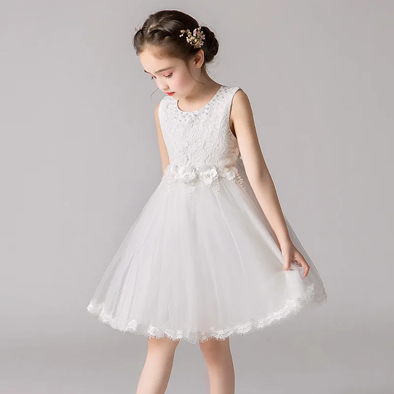 

New Girls Princess Dress Kids Elegant Wedding Tutu Prom Dresses Girls Tulle Flare Sleeve Communion Party Formal Evening Clothes