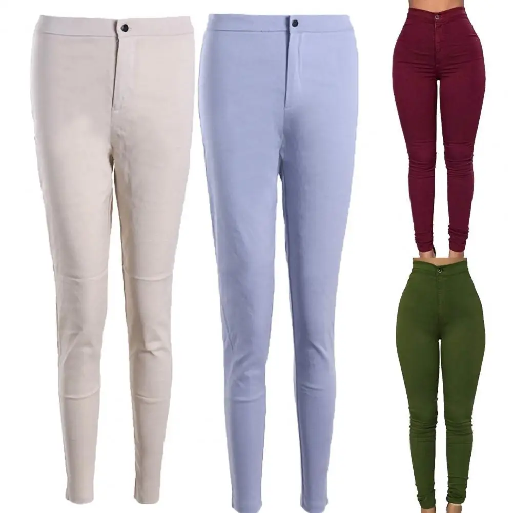 

Soft Durable Women High Waist Solid Color Pencil Pants Trousers for Shopping