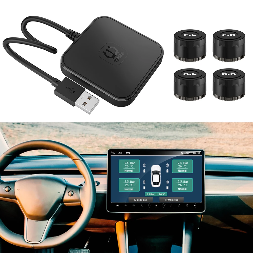 

Система контроля давления в шинах с 4 датчиками, USB