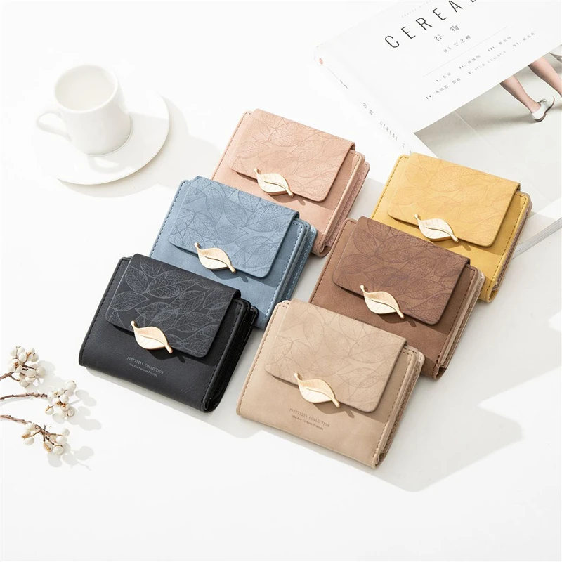 

Women Wallet Black/blue/pink Short Female Purse Fashion Credit Card Holder Wallet Case PU Leather Coin Purse 2023 Money Card Bag