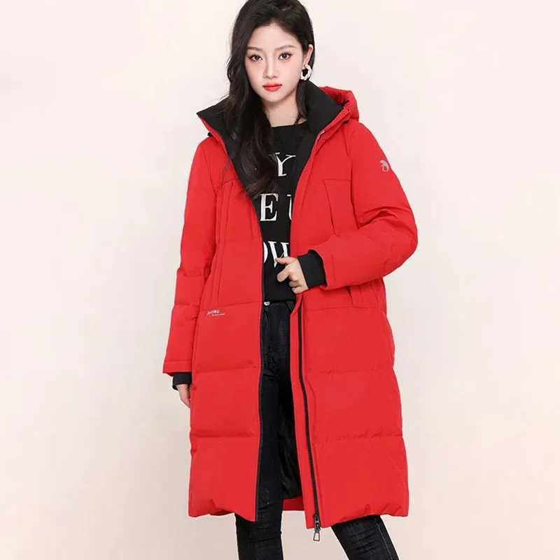 

New Autumn Winter Warm Cold Goose Down Coat High Quality Women's Long Thick Down Jacket Ladies Casual Hooded Parker Overcoat 3XL