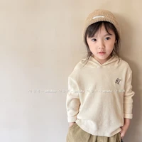 2022 autumn new children casual hoodie fashion bear print girls cotton bottoming shirts baby boy hooded tops kids clothes