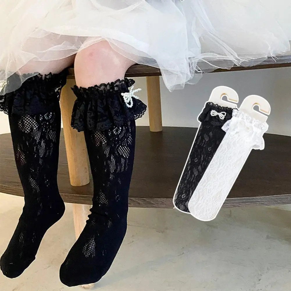 

Breathable 1 Pair Great Baby Girl Princess Knee High Socks No Odor Knee High Socks Lace Ruffle Baby Supplies