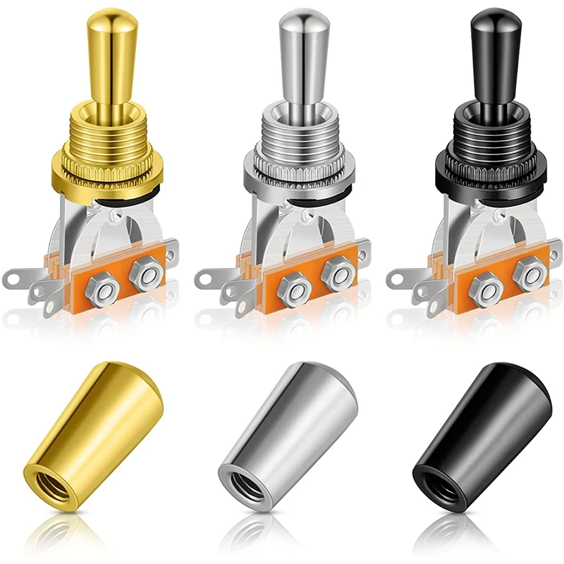 

3 Pcs Electric Guitar Pickup Selector Switch 3 Way Toggle Switch With Metal Guitar Toggle Switch Cap Toggle Switch Tip